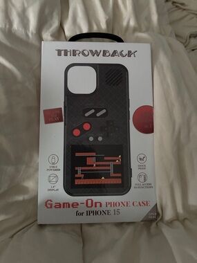 THROWBACK Game-On Phone Case for iPhone 15 - Black with Red Accent